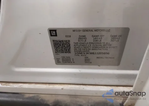 2018 Chevrolet Traverse Premier z USA, uszkodzony, nr VIN 1GNEVJKW6JJ205856